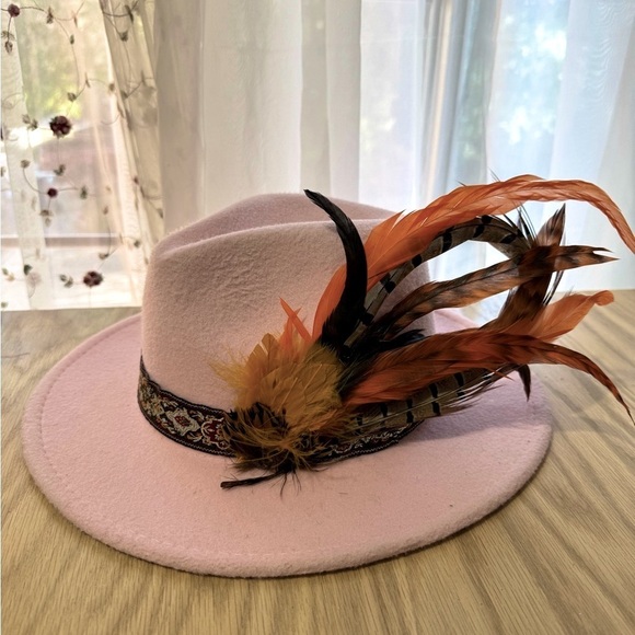 Pink and Orange Feathered Hat - Picture 7 of 8